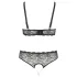 Cottelli Plus Size - bh set met parels - zwart - 3XL