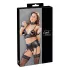 Cottelli Bondage - lingerie set - kant, glanzend, 4-delig, zwart