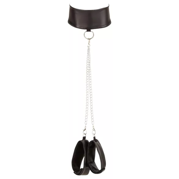 Cottelli Bondage - lingerie set - kant, glanzend, 4-delig, zwart