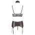 Cottelli Bondage - Glanzend kanten lingerie set (4-delig) - M