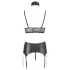 Cottelli Bondage - lingerie set - kant, glanzend, 4-delig, zwart - M