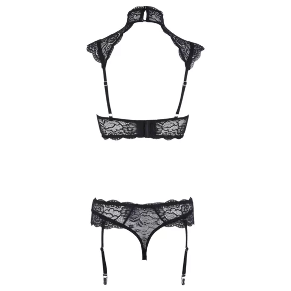 Cottelli - kanten beha-set met kraagje (zwart) - 80B/M