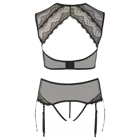 Cottelli Plus Size - lingerie-set van kant met strassteentjes (zwart)
