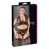 Cottelli Plus Size - lingerie-set van kant met strassteentjes (zwart) - XL