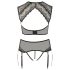 Cottelli Plus Size - strass en kanten lingerie set (zwart) - 2XL