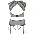 Cottelli Plus Size - lingerie-set van kant met strassteentjes (zwart) - 2XL