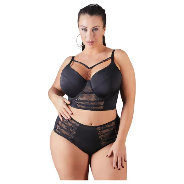 Cottelli Plus Size - kanten bh met bandjes (zwart)