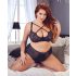 Cottelli Plus Size - Kruisband BH en slip (zwart)