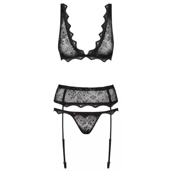 Obsessive Emperita - lingerie set - borduurwerk - zwart