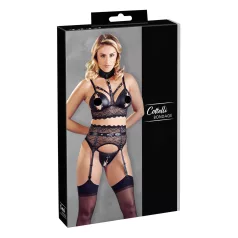 Cottelli Bondage - kanten lingerieset met boeien (zwart) - M