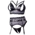 Cottelli Bondage - kanten lingerieset met boeien (zwart) - M