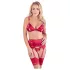 Abierta Fina - glinsterende kettinglingerieset (rood) - M