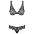 Obsessive Luvae - bh set - bloemenmotief met strass - zwart