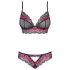 Obsessive Tulia - kanten lingerieset (zwart‑roze)