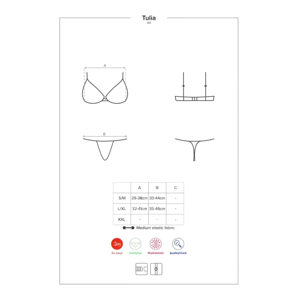 Obsessive Tulia - kanten lingerieset (zwart‑roze)