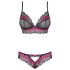Obsessive Tulia - kanten lingerie set (zwart-roze) - L/XL