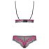 Obsessive Tulia - lingerie set dames - kant - zwart/roze - L/XL