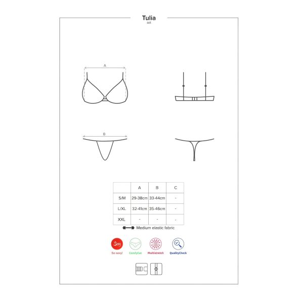 Obsessive Tulia - lingerie set dames - kant - zwart/roze - L/XL