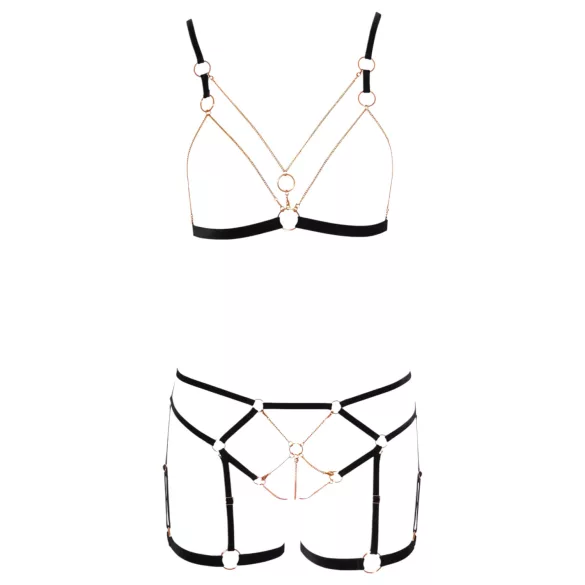 Cottelli - bodyharnas met kettingen - 2-delig - zwart