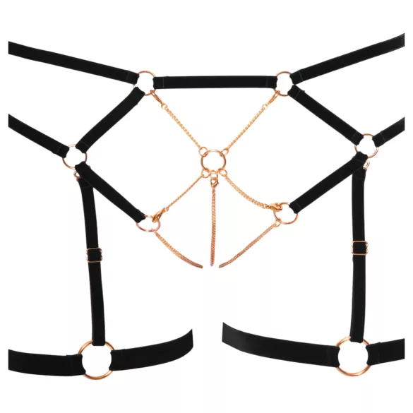 Cottelli - bodyharnas met kettingen - 2-delig - zwart