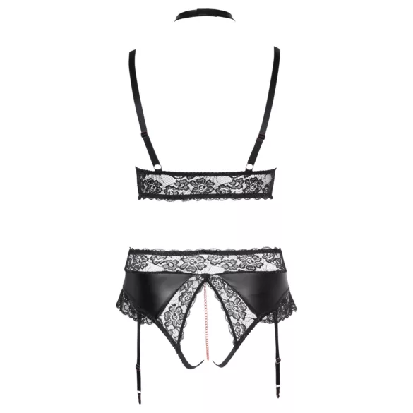 Cottelli Curves - lingerie set - glanzend effect - zwart
