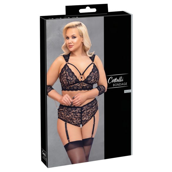Cottelli Bondage Plus Size - kanten beha set (zwart) - 4XL
