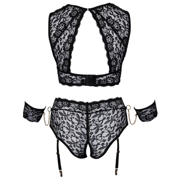 Cottelli Bondage Plus Size - kanten beha set (zwart) - 4XL