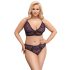 Cottelli Plus Size - Doorzichtig paarse bh-set met patroon