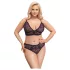 Cottelli Plus Size - doorzichtig patroon BH set (paars)
