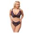 Cottelli Plus Size - Doorzichtig paarse bh-set met patroon