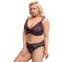 Cottelli Plus Size - Doorzichtig paarse bh-set met patroon