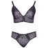 Cottelli Plus Size - Doorzichtig paarse bh-set met patroon