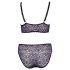 Cottelli Plus Size - Doorzichtig paarse bh-set met patroon