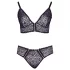 Cottelli Plus Size - doorzichtig patroon BH set (paars) - 2XL