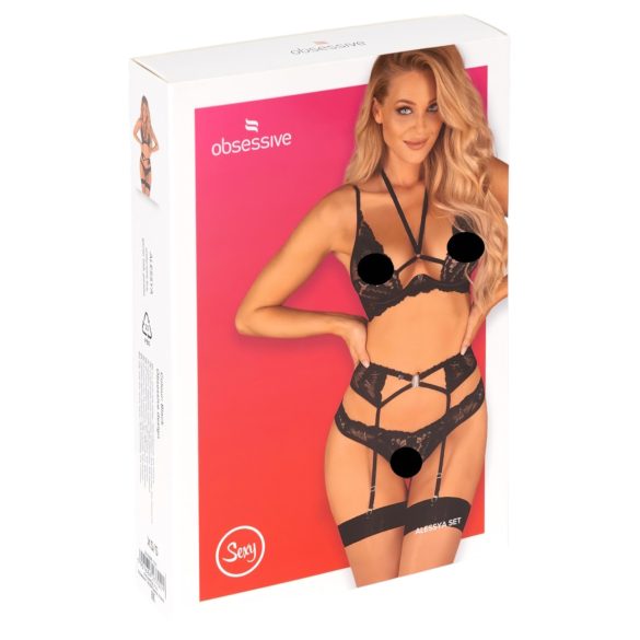 Obsessive Alessya - kanten lingerieset (zwart)