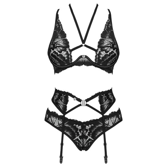 Obsessive Alessya - kanten lingerieset (zwart)