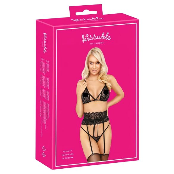 Kissable - verleidelijk bh-set met tailleband (zwart)