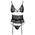 Kissable - verleidelijk bh-set met tailleband (zwart)