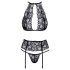 Kissbare set: halsband & kant BH (zwart)