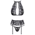 Kissbare set: halsband & kant BH (zwart) - L/XL
