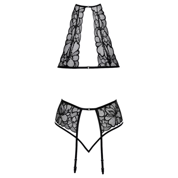 Kissbare set: halsband & kant BH (zwart) - L/XL