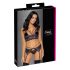 Cottelli - 3-delig kanten lingerieset (zwart-paars)