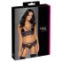 Cottelli - 3-delig kanten lingerieset (zwart-paars) - M