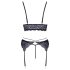 Cottelli - 3-delig kanten lingerieset (zwart-paars) - M