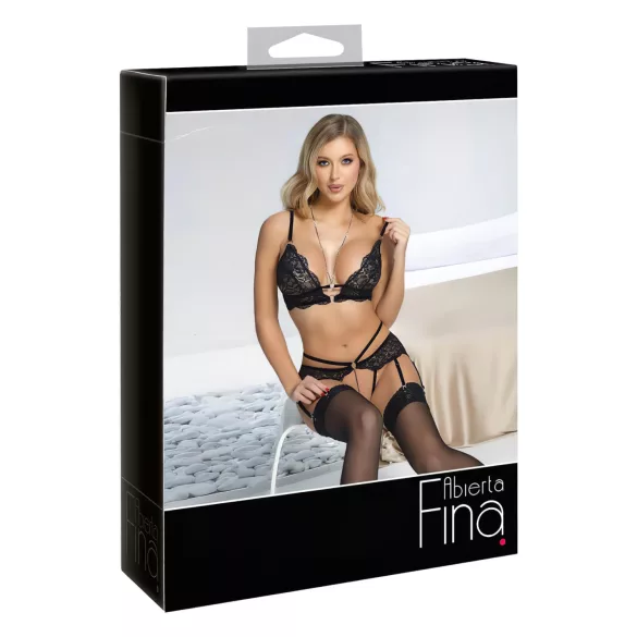 Abierta Fina - open kanten bh-set (zwart)