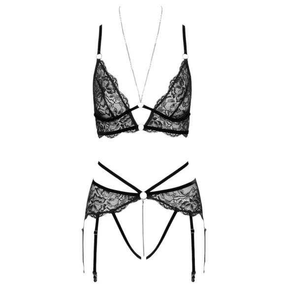Abierta Fina - open kanten bh-set (zwart) - L