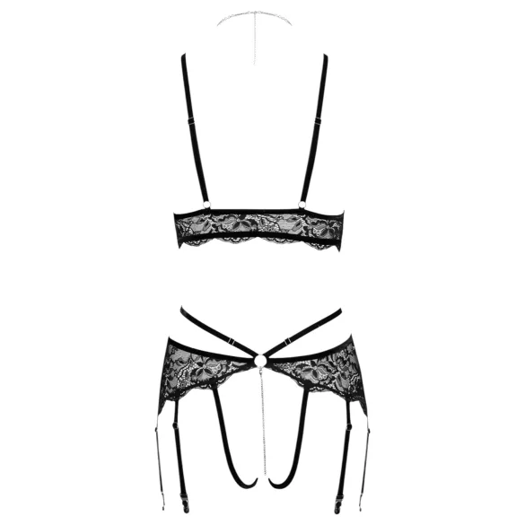 Abierta Fina - open kanten bh-set (zwart) - L