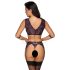 Cottelli Bondage: zwarte-paarse lingerieset met handboeien - M