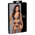 Cottelli Bondage: zwarte-paarse lingerieset met handboeien - M
