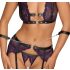 Cottelli Bondage: zwarte-paarse lingerieset met handboeien - M